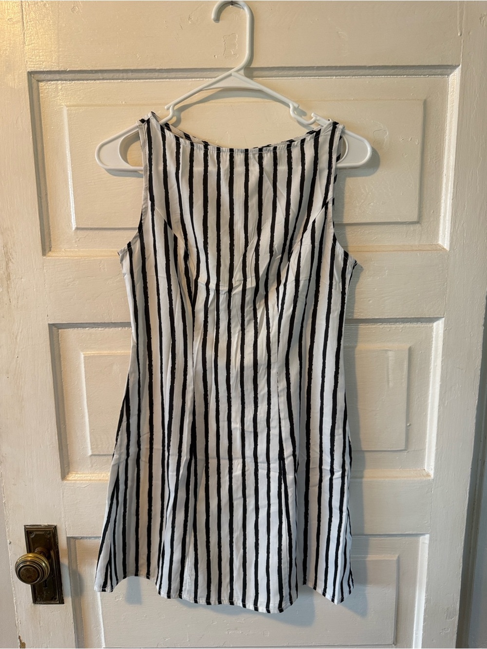 SHEIN Black and White Vertical Stripe Mini Dress
